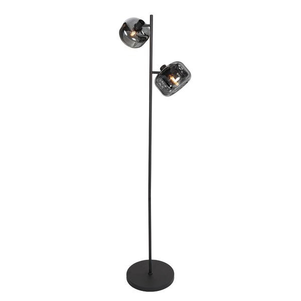 Zwarte 2-lichts vloerlamp tenebris 4213zw – elegante verlichting met luxe uitstraling