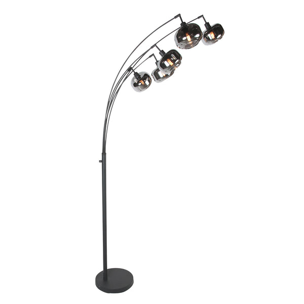 Zwarte 5-lichts vloerlamp tenebris 4214zw – luxe en sfeervolle verlichting