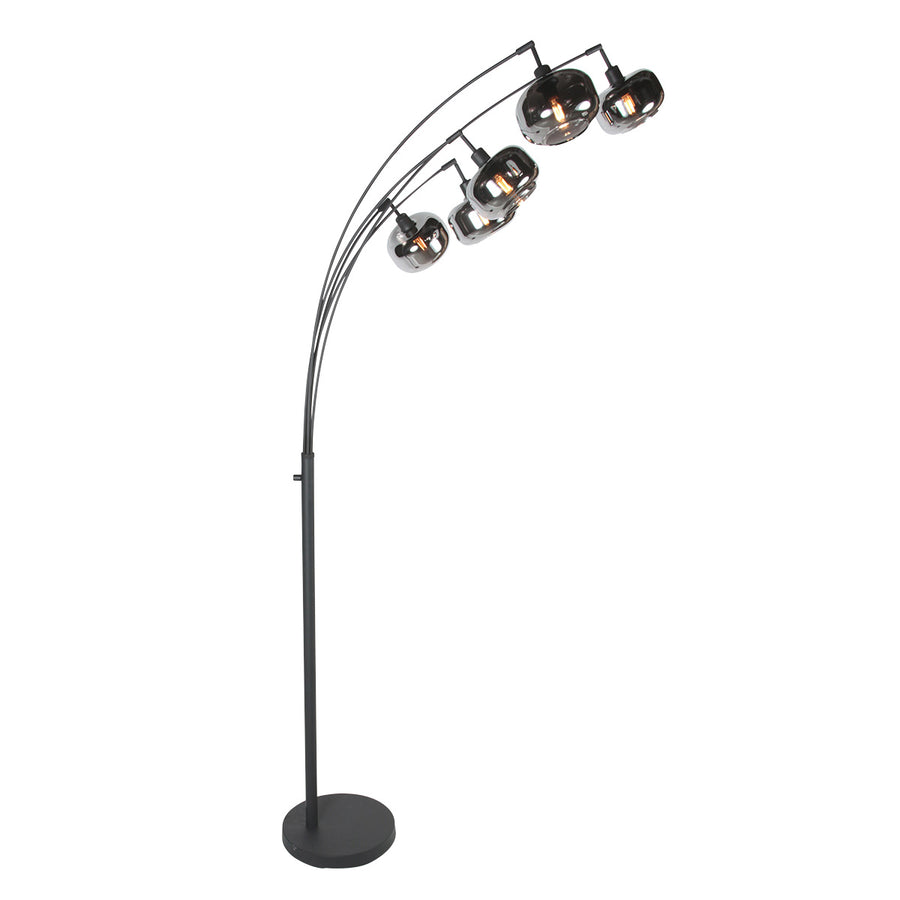 Zwarte 5-lichts vloerlamp tenebris 4214zw – luxe en sfeervolle verlichting