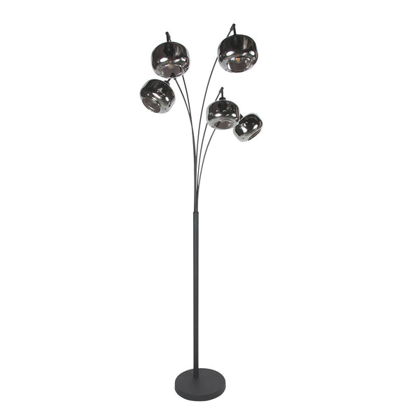 Zwarte 5-lichts vloerlamp tenebris 4214zw – luxe en sfeervolle verlichting