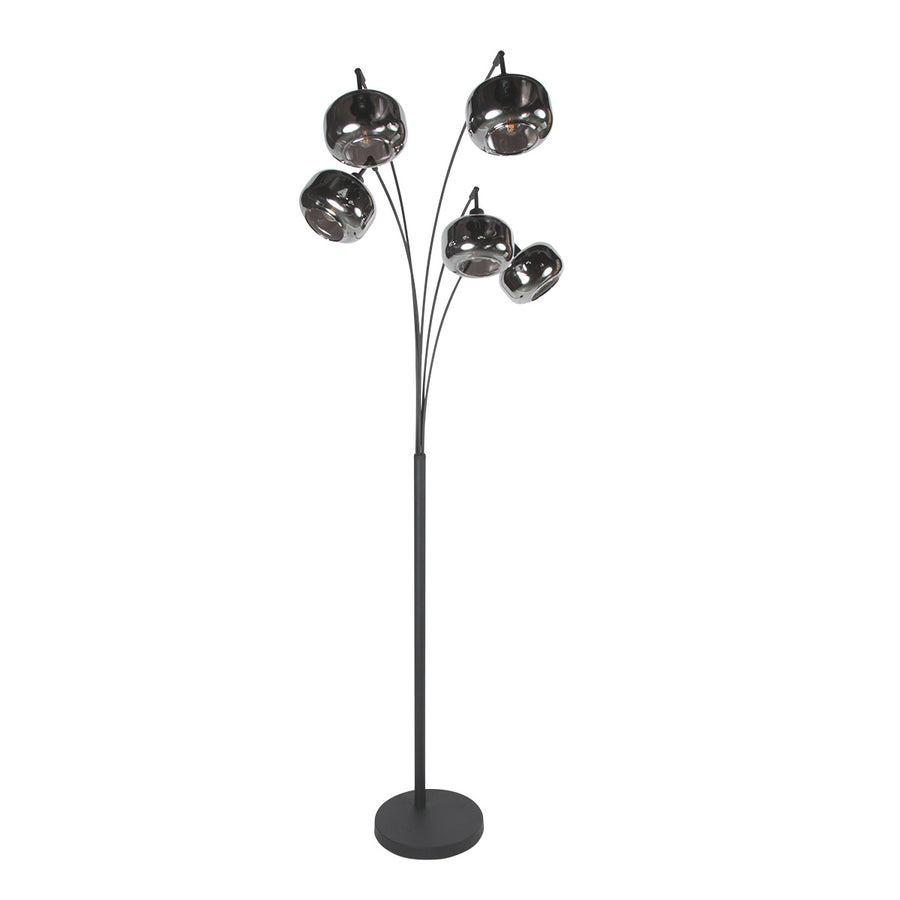 Zwarte 5-lichts vloerlamp tenebris 4214zw – luxe en sfeervolle verlichting
