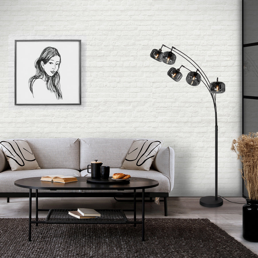 Zwarte 5-lichts vloerlamp tenebris 4214zw – luxe en sfeervolle verlichting