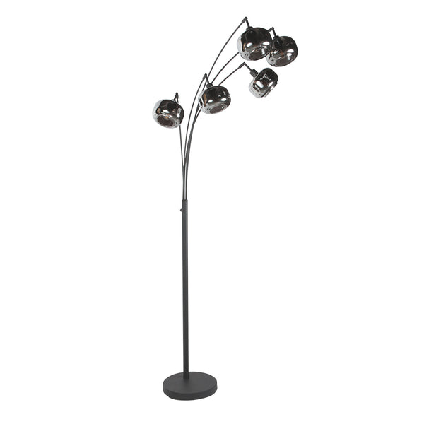 Zwarte 5-lichts vloerlamp tenebris 4214zw – luxe en sfeervolle verlichting