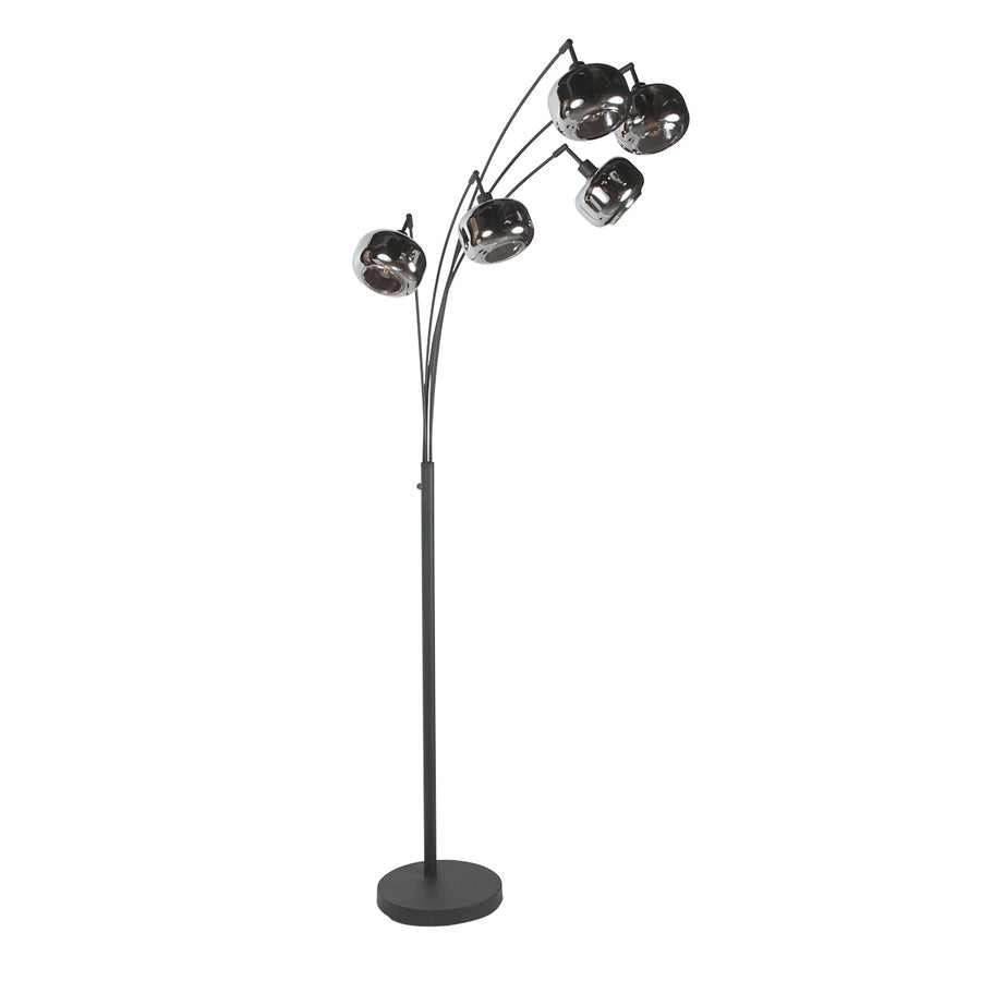 Zwarte 5-lichts vloerlamp tenebris 4214zw – luxe en sfeervolle verlichting