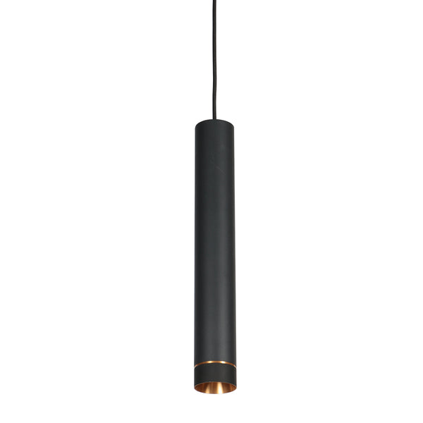 Hanglamp DownLume 4215ZW – Slanke zwarte blikvanger met gouden detail