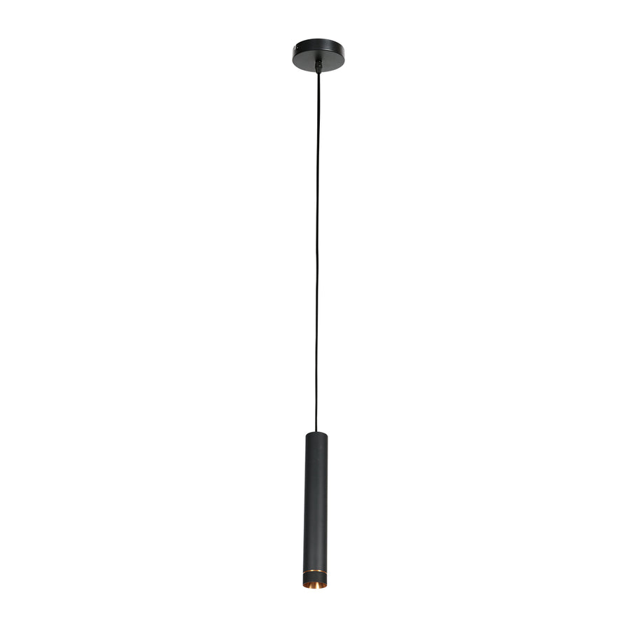 Hanglamp DownLume 4215ZW – Slanke zwarte blikvanger met gouden detail