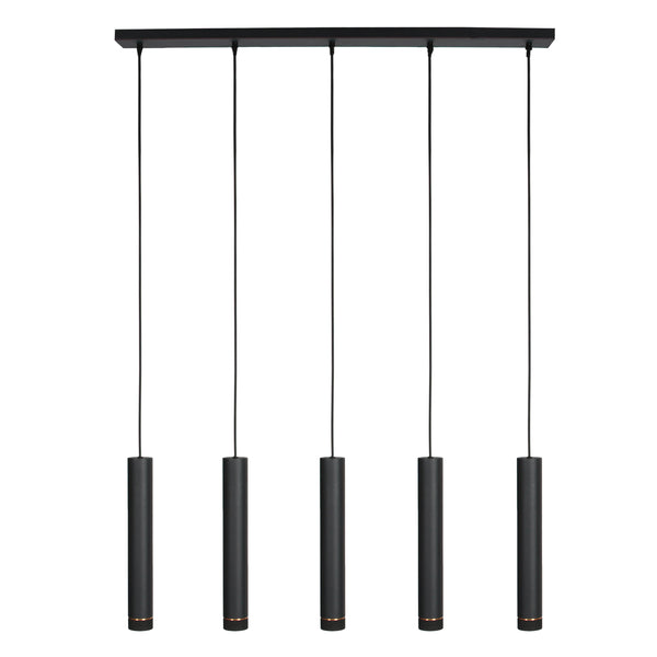 Zwarte vijflichts Hanglamp DownLume 4216ZW met GU10 fitting