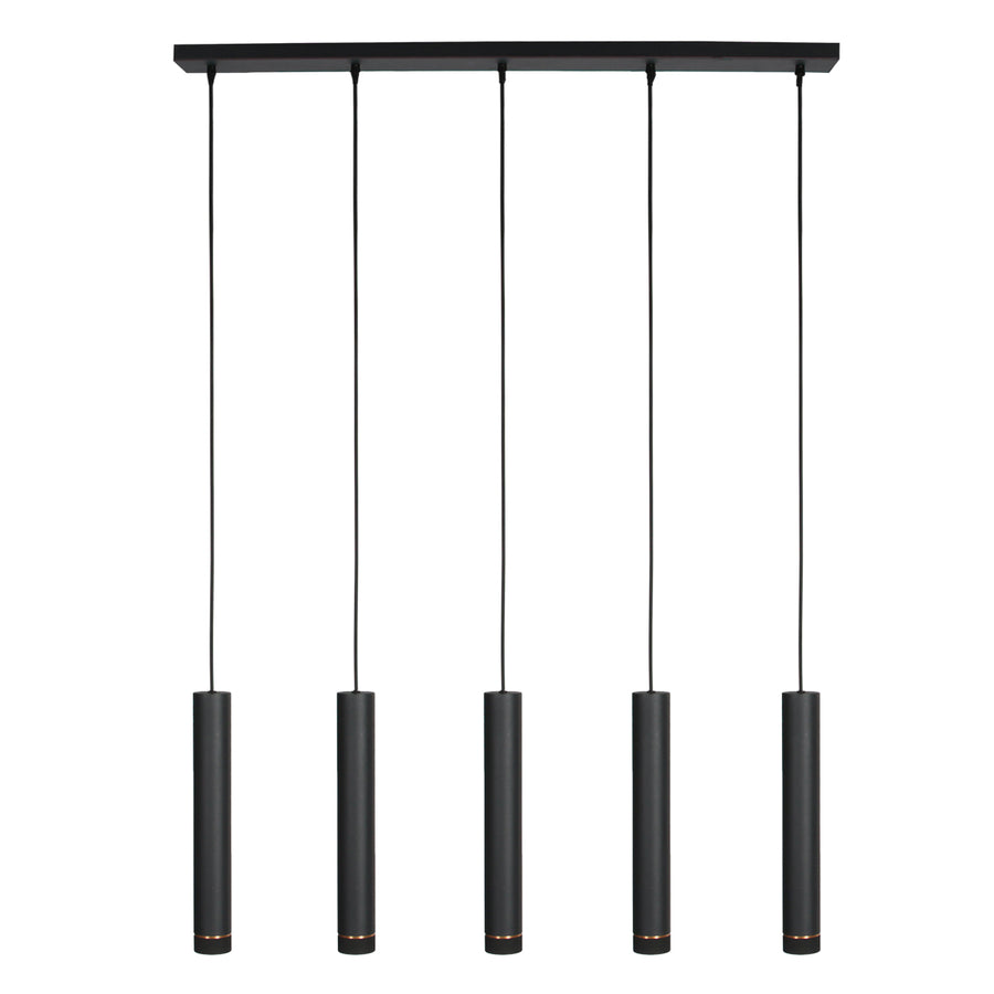 Zwarte vijflichts Hanglamp DownLume 4216ZW met GU10 fitting