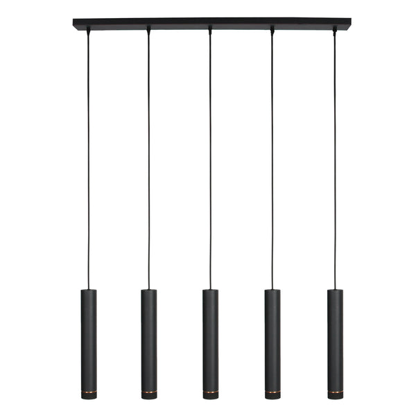 Zwarte vijflichts Hanglamp DownLume 4216ZW met GU10 fitting