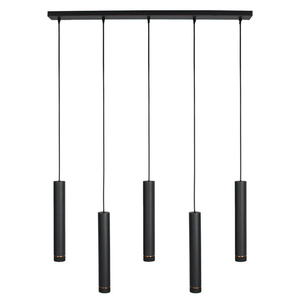 Zwarte vijflichts Hanglamp DownLume 4216ZW met GU10 fitting