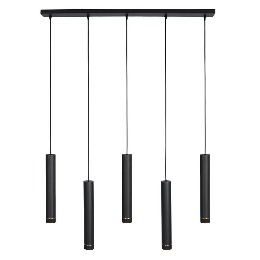Zwarte vijflichts Hanglamp DownLume 4216ZW met GU10 fitting