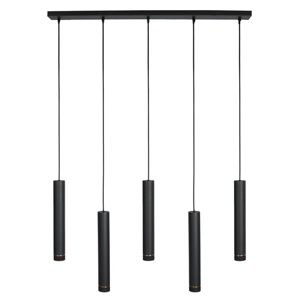 Zwarte vijflichts Hanglamp DownLume 4216ZW met GU10 fitting