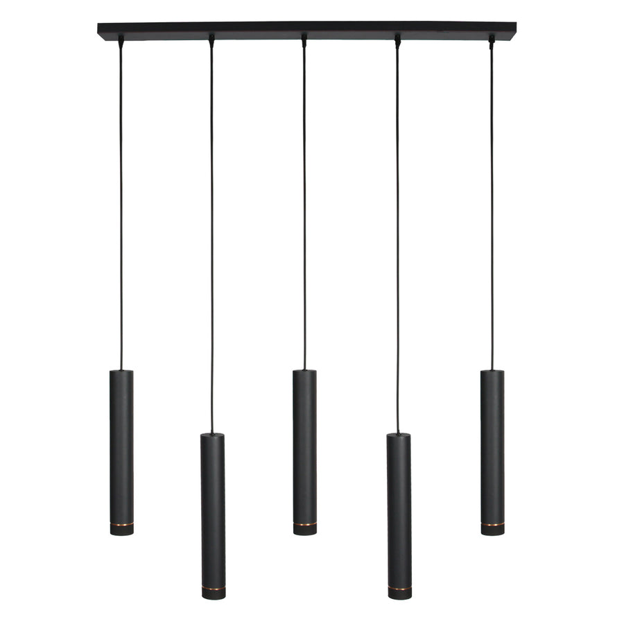 Zwarte vijflichts Hanglamp DownLume 4216ZW met GU10 fitting
