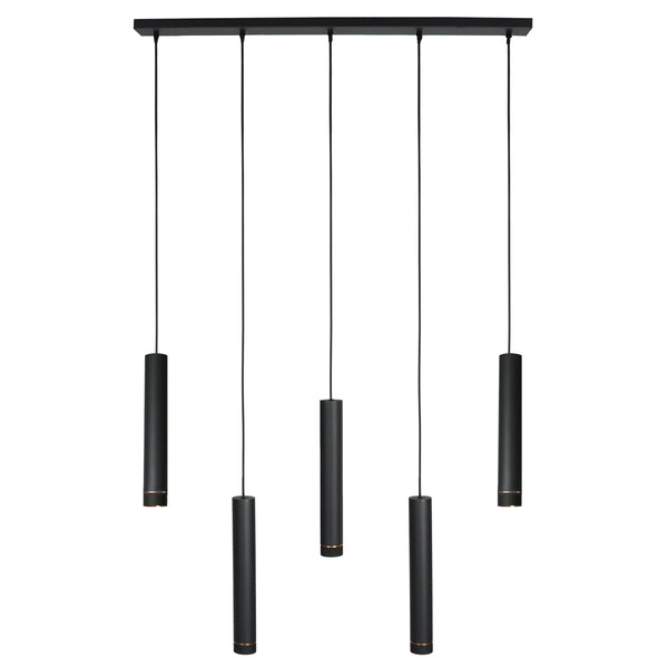 Zwarte vijflichts Hanglamp DownLume 4216ZW met GU10 fitting