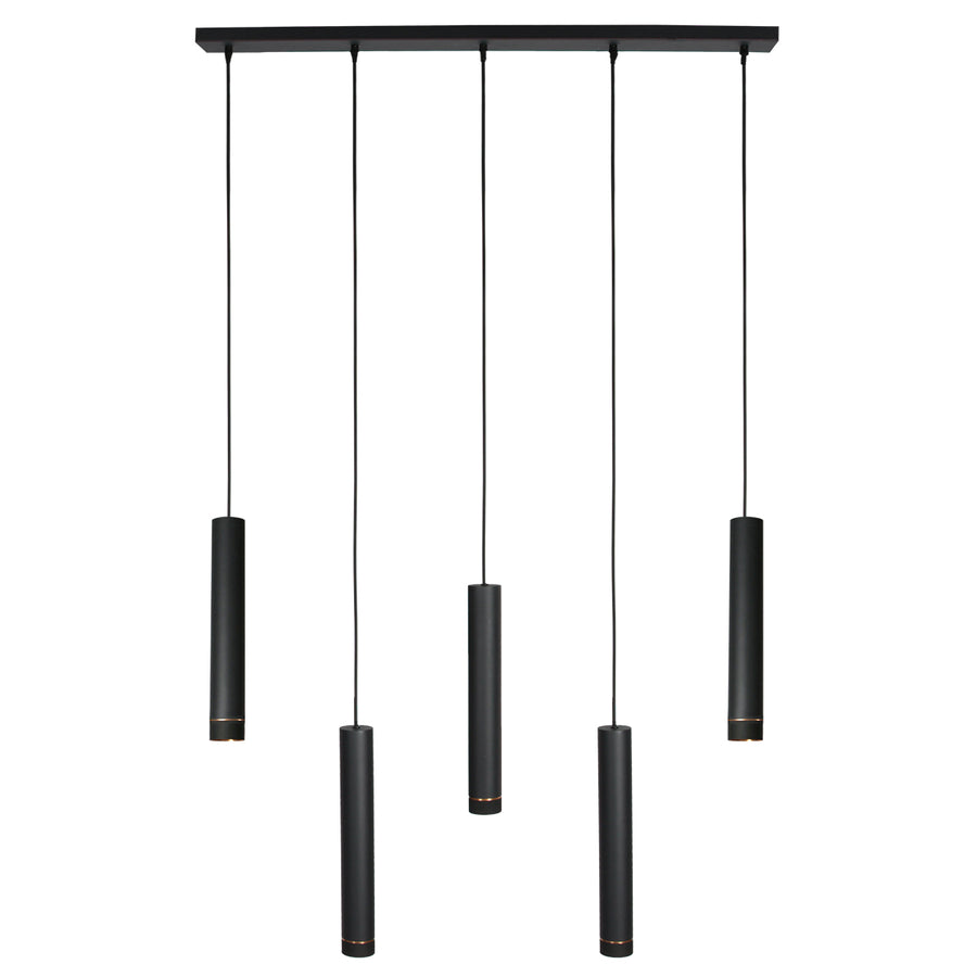 Zwarte vijflichts Hanglamp DownLume 4216ZW met GU10 fitting