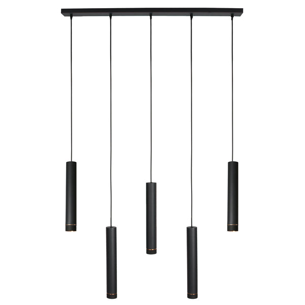 Zwarte vijflichts Hanglamp DownLume 4216ZW met GU10 fitting