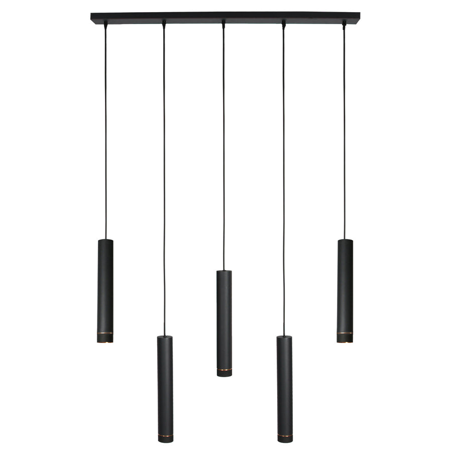 Zwarte vijflichts Hanglamp DownLume 4216ZW met GU10 fitting