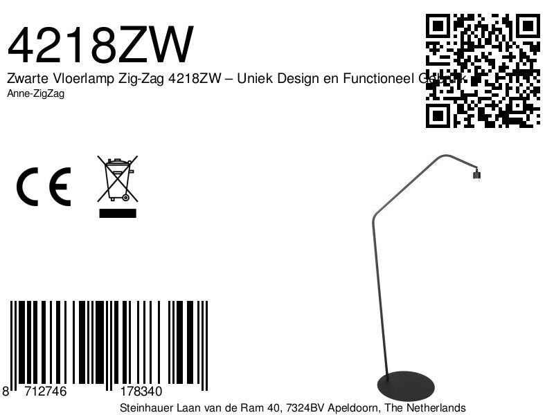 Zwarte vloerlamp zig-zag 4218zw – uniek design en functioneel gebruik