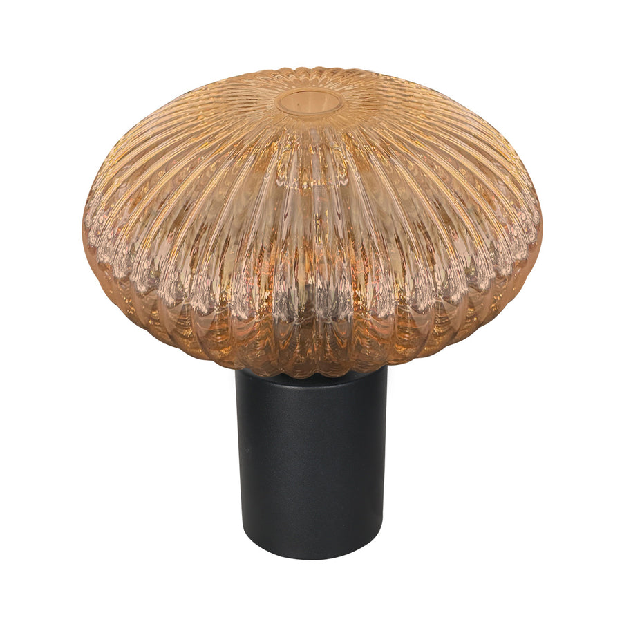 Tafellamp aurelio 4235zw met geribbeld amber ufo glas sfeervol