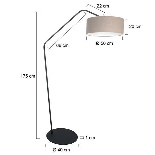 Zwarte vloerlamp zig-zag 4245zw met grijs grof linnen kap – uniek design en functioneel gebruik