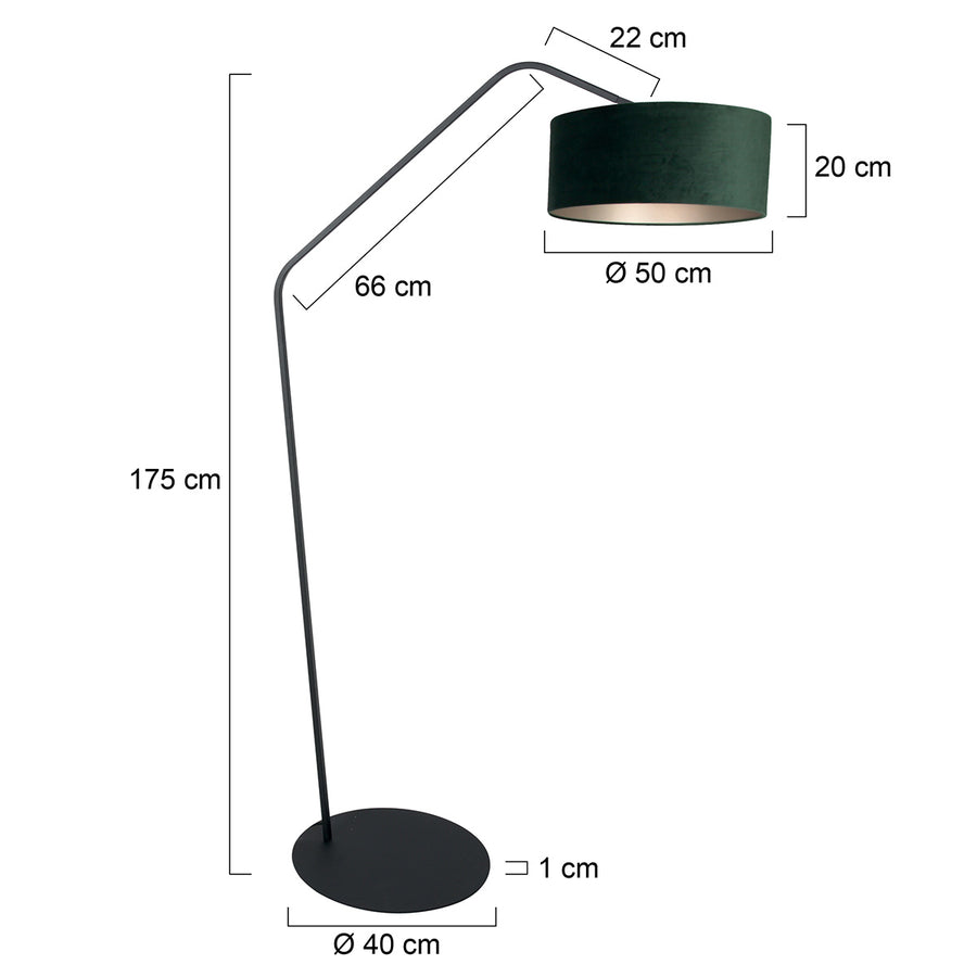Zwarte vloerlamp zig-zag 4246zw met groen velours kap – uniek design en functioneel gebruik