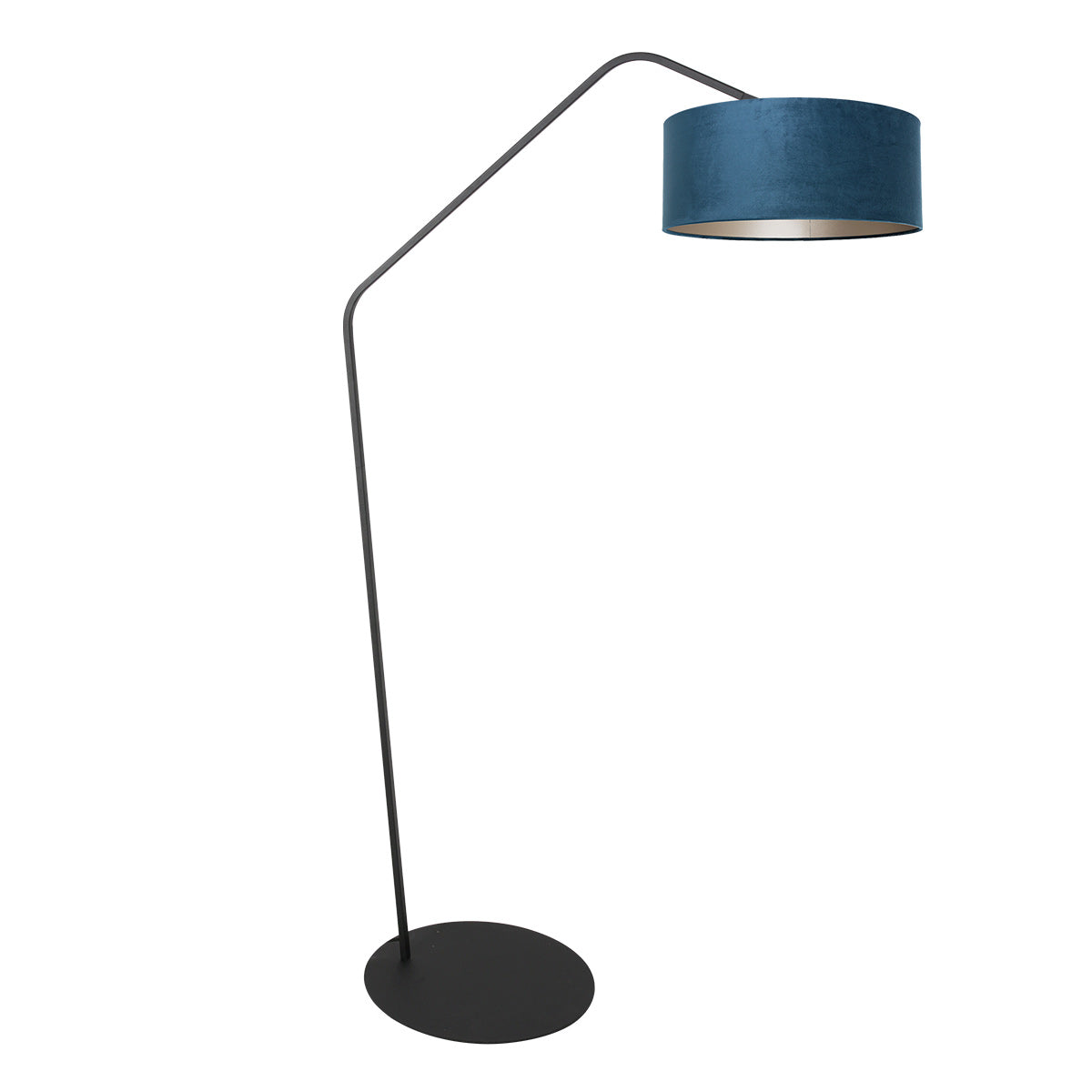Zwarte vloerlamp zig-zag 4248zw met blauw velours kap – uniek design en functioneel gebruik
