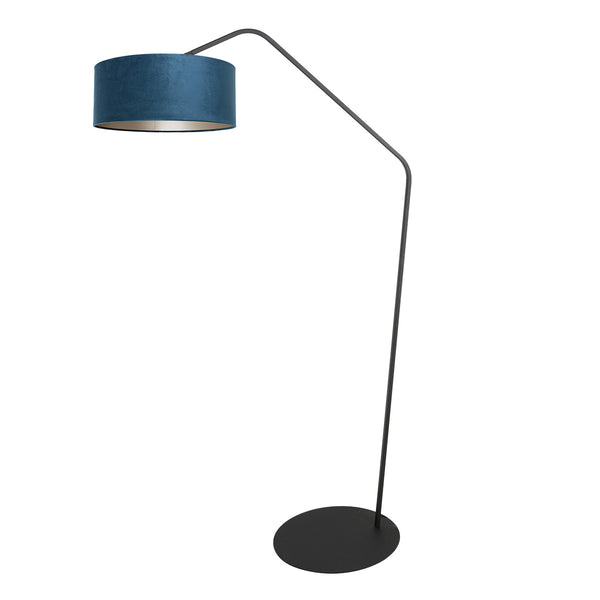 Zwarte vloerlamp zig-zag 4248zw met blauw velours kap – uniek design en functioneel gebruik