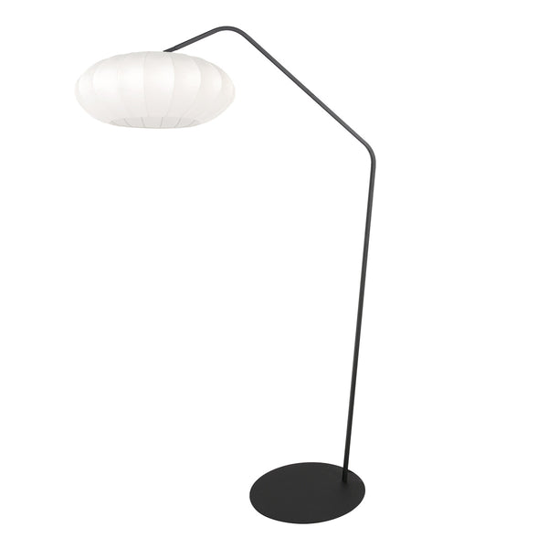 Zwarte vloerlamp zig-zag 4249zw met wit zijden kap – uniek design en functioneel gebruik