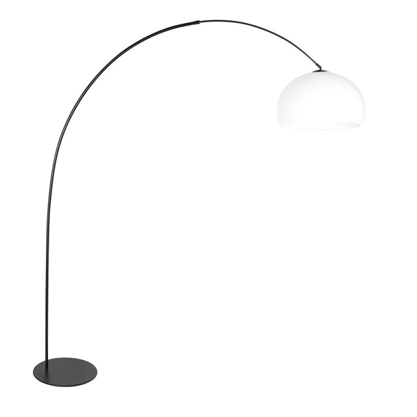 Vloerlamp curve 4259zw - zwarte booglamp met witte bolkap