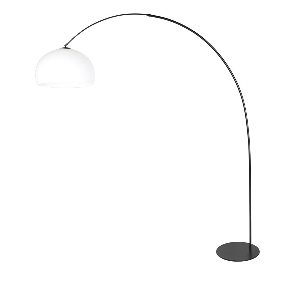 Vloerlamp curve 4259zw - zwarte booglamp met witte bolkap