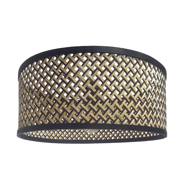 Vloerlamp curve 4261zw zwarte booglamp met bamboe kap