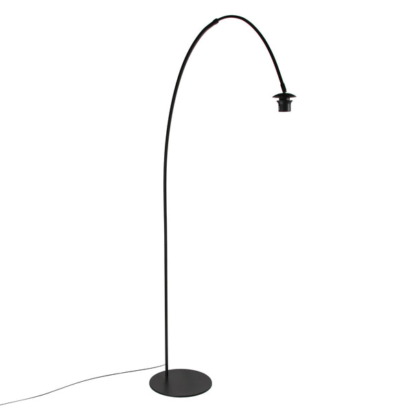 Vloerlamp curve 4264zw - zwarte booglamp met gouden velours kap