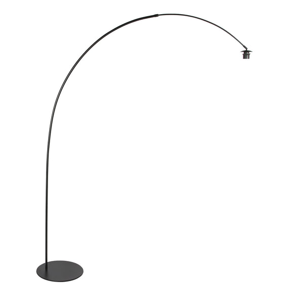Vloerlamp curve 4272zw - zwarte booglamp met wit zijde kap