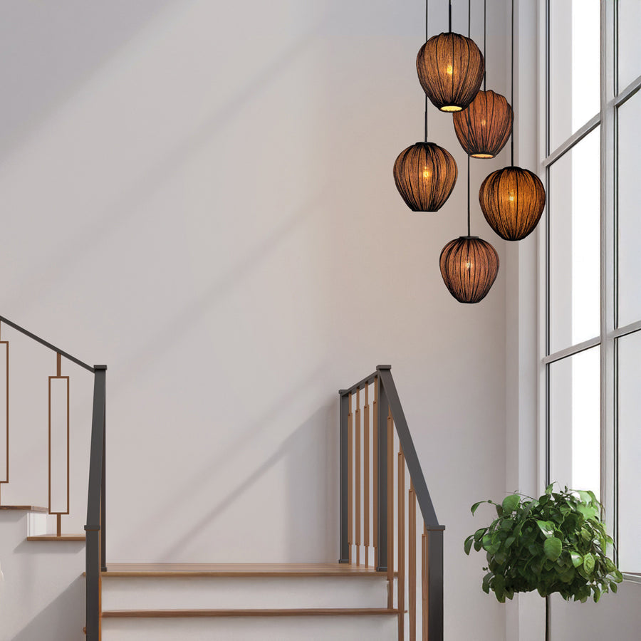 Hanglamp silura 4282zw – 5-lichts vide met ronde plafondplaat