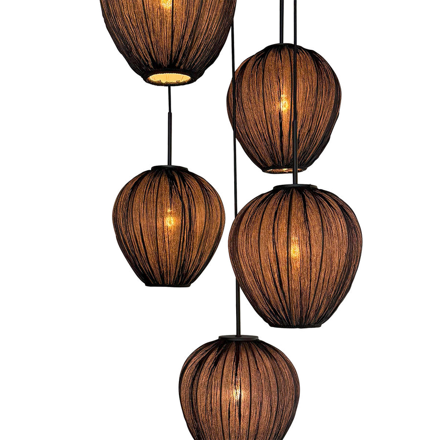 Hanglamp silura 4282zw – 5-lichts vide met ronde plafondplaat