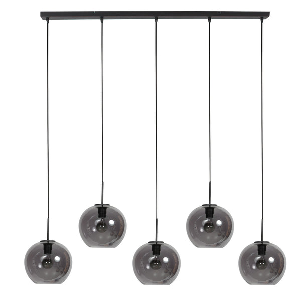Sferio 4285zw – langwerpige hanglamp met stijlvolle smoke glazen