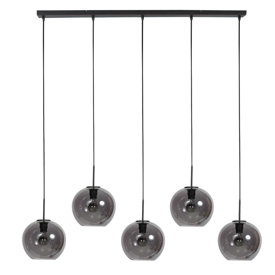 Sferio 4285zw – langwerpige hanglamp met stijlvolle smoke glazen