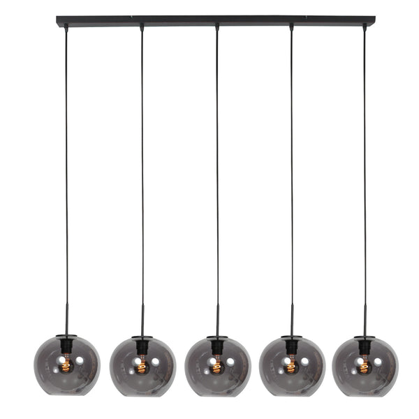 Sferio 4285zw – langwerpige hanglamp met stijlvolle smoke glazen