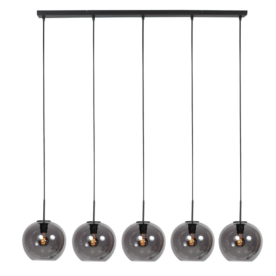 Sferio 4285zw – langwerpige hanglamp met stijlvolle smoke glazen
