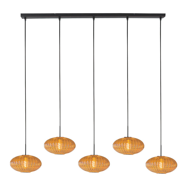 Hanglamp aurelio 4286zw – 5-lichts balk met ufo glas