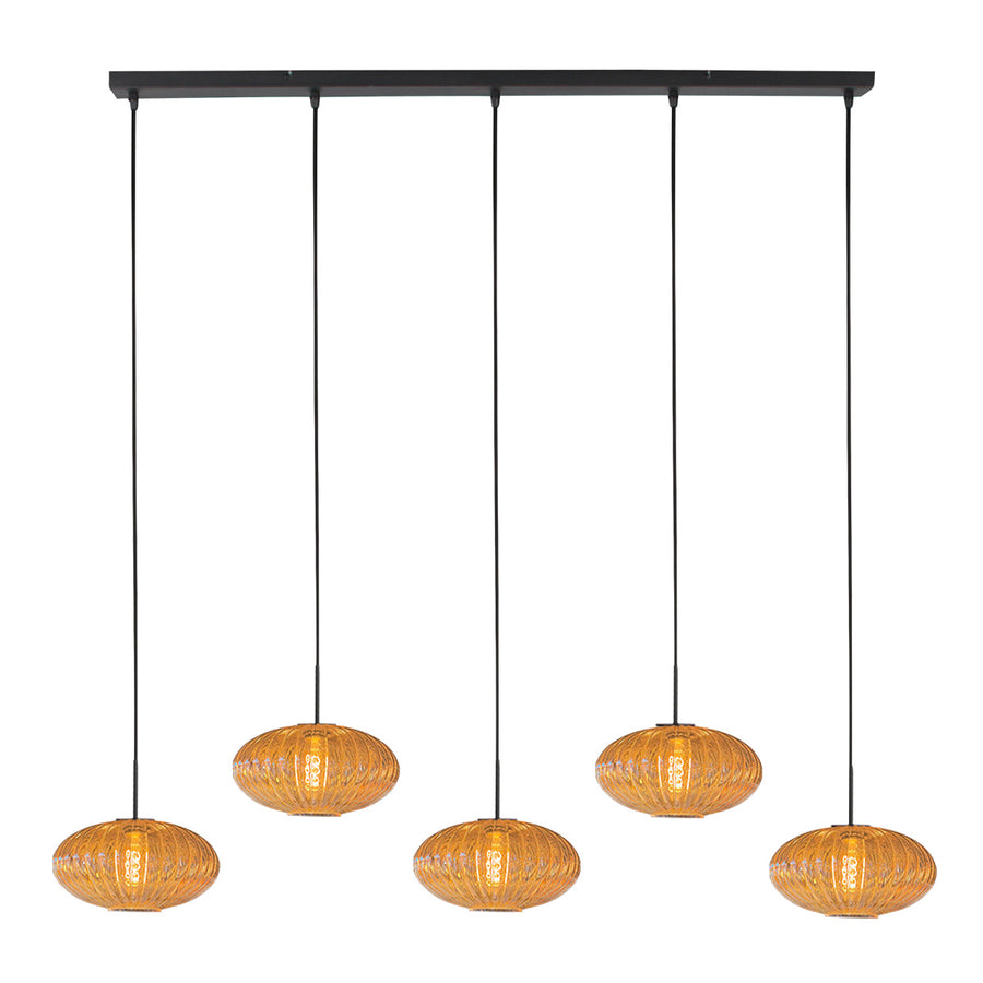 Hanglamp aurelio 4286zw – 5-lichts balk met ufo glas