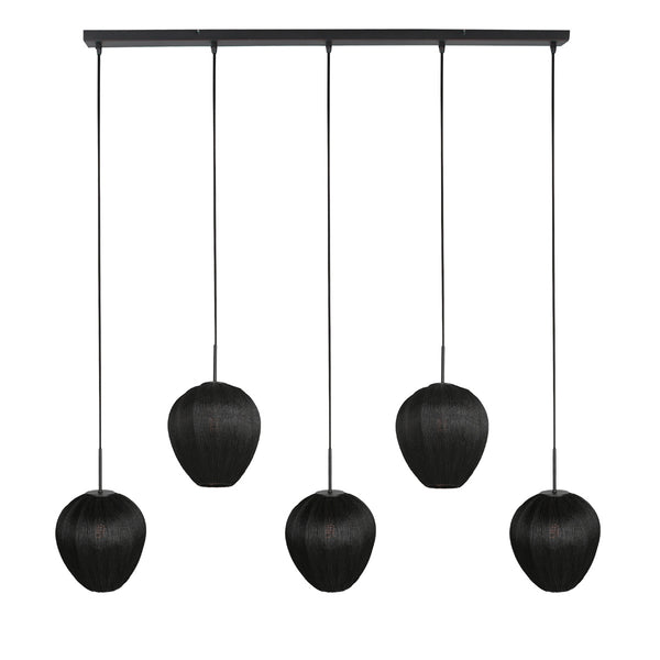 Hanglamp silura 4287zw – 5-lichts balk met linnen kapjes