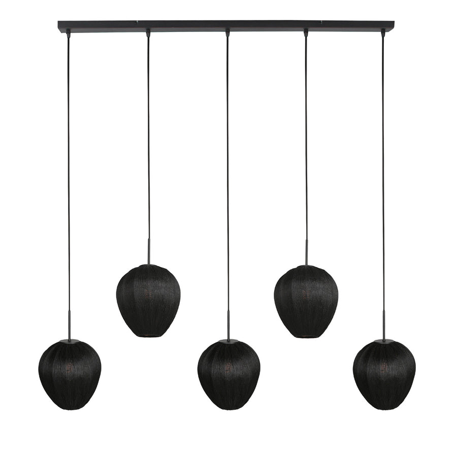 Hanglamp silura 4287zw – 5-lichts balk met linnen kapjes