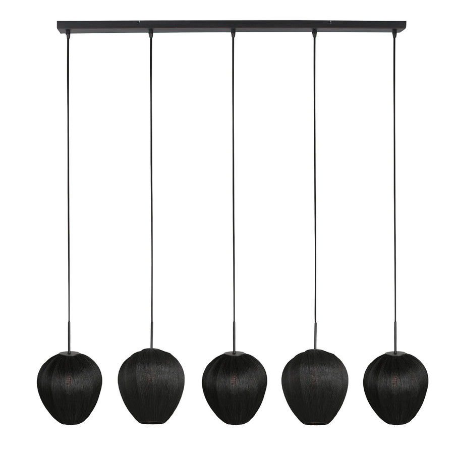 Hanglamp silura 4287zw – 5-lichts balk met linnen kapjes