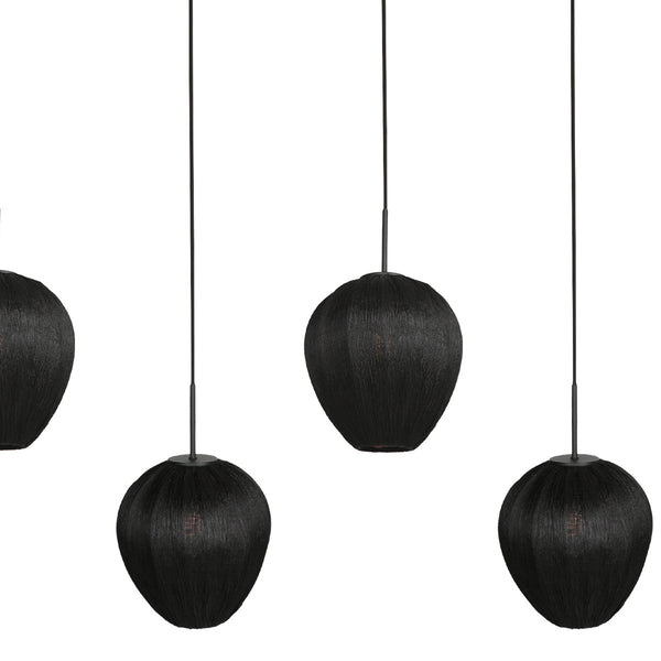 Hanglamp silura 4287zw – 5-lichts balk met linnen kapjes