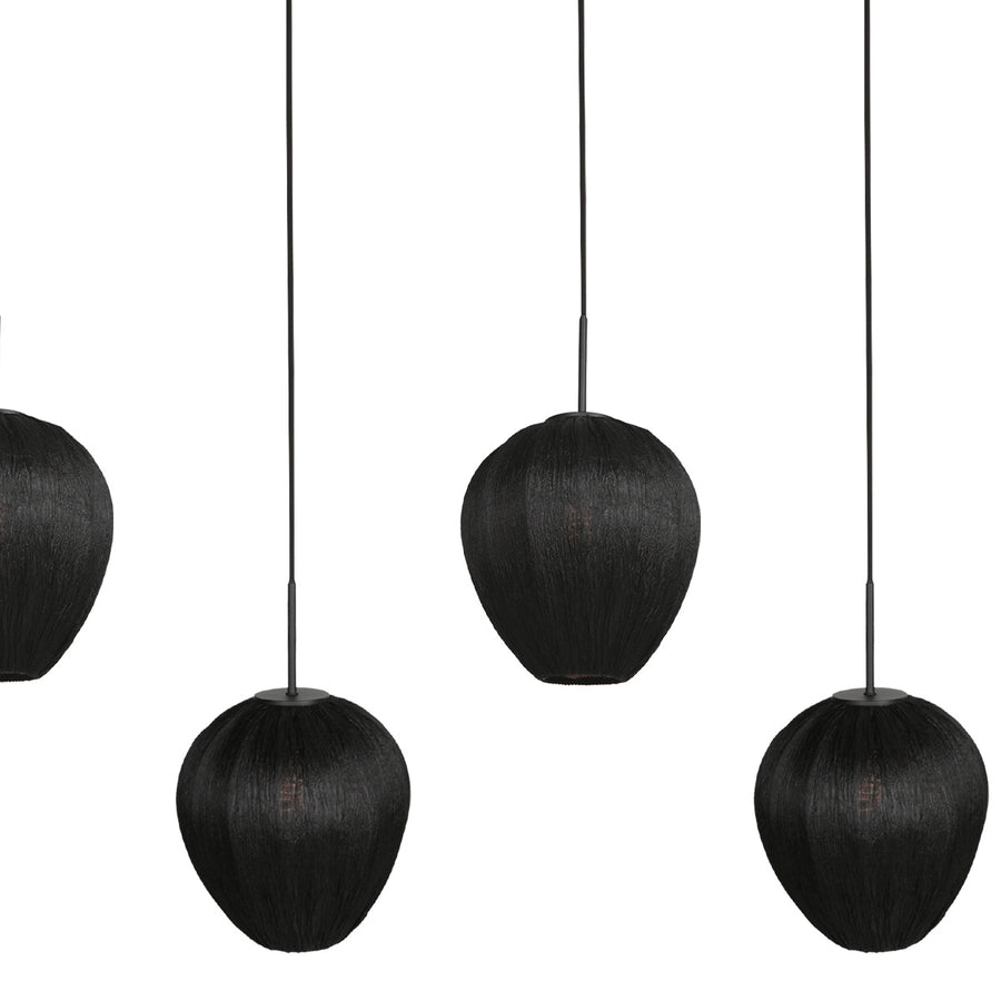Hanglamp silura 4287zw – 5-lichts balk met linnen kapjes