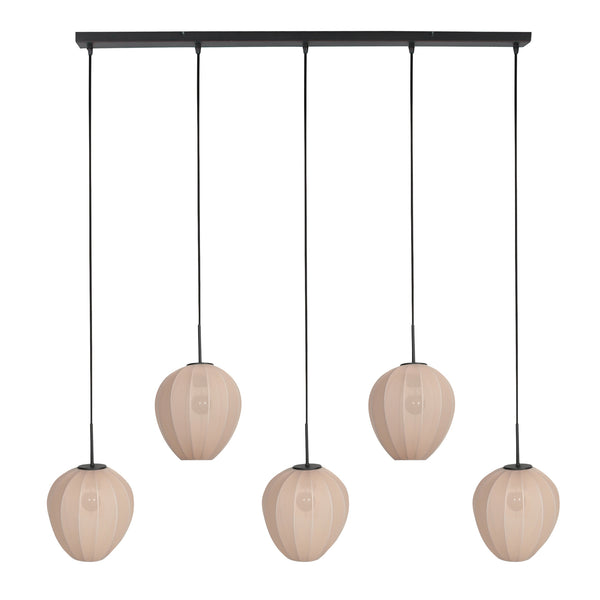 Hanglamp silura 4288zw – 5-lichts balk met linnen kapjes