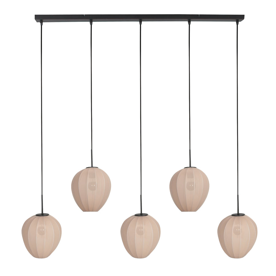 Hanglamp silura 4288zw – 5-lichts balk met linnen kapjes