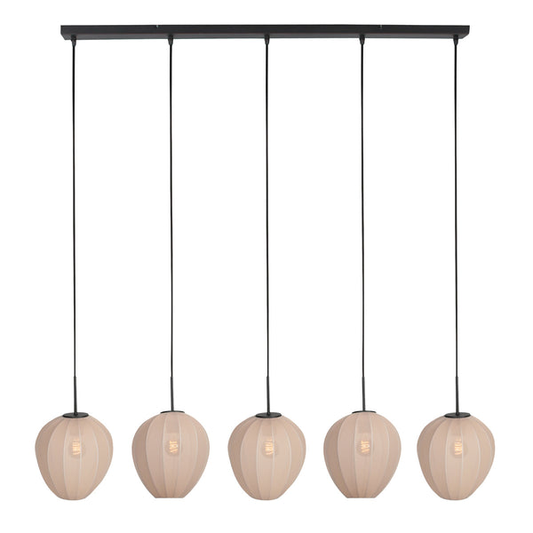 Hanglamp silura 4288zw – 5-lichts balk met linnen kapjes