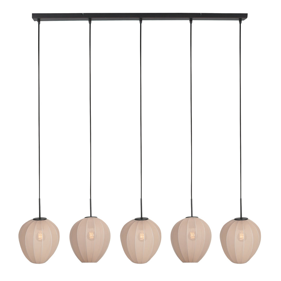 Hanglamp silura 4288zw – 5-lichts balk met linnen kapjes